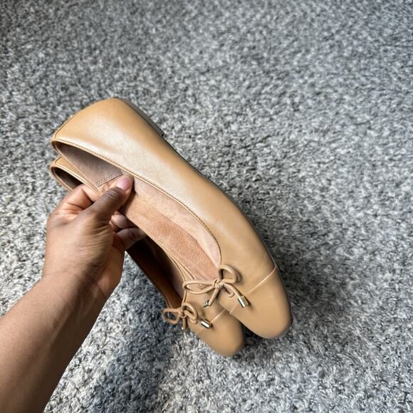 Vionic Klara Camel Brown Flats Size 10 Leather Bow Ballet Shoe Comfort READ - Picture 7 of 11